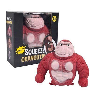 Іграшка антистрес Орангутанг &laquo;Squishy Monkey&raquo; червоного кольору, м'яка еластична горила для зняття стресу 2119 фото