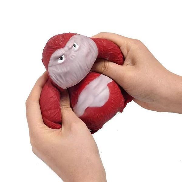Игрушка антистресс Орангутанг "Squishy Monkey" красного цвета, мягкая эластичная горилла для снятия стресса 2119 фото