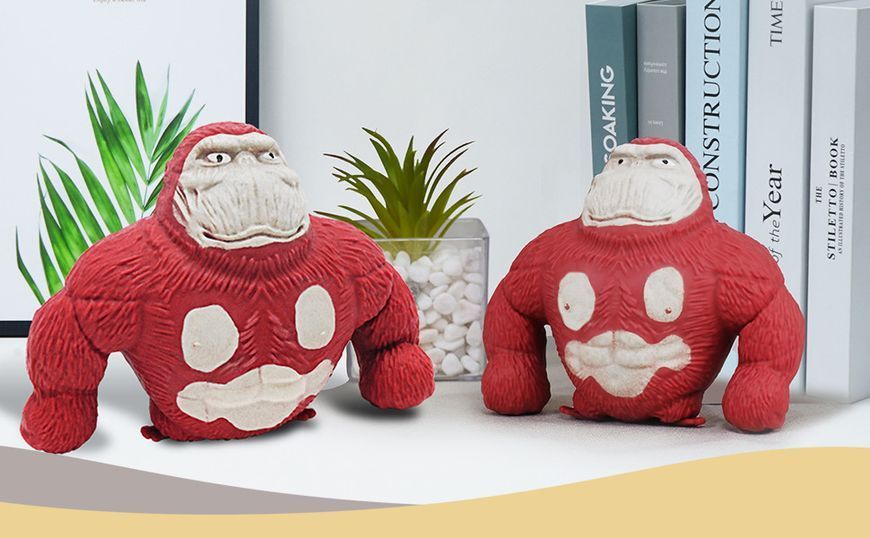 Игрушка антистресс Орангутанг "Squishy Monkey" красного цвета, мягкая эластичная горилла для снятия стресса 2119 фото