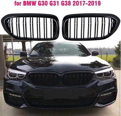 Решітки радіатора подвійні ніздрі BMW G30 / G31 / G38 / у стилі M5 F90 (2017 -2019) 5 Серії БМВ Г30 Г38 стиль M5 Чорний глянець 741 фото