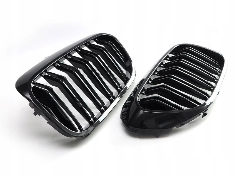 Решетки радиатора двойные ноздри BMW G30 / G31 / G38 / в стиле M5 F90 (2017 -2019) 5 Серии БМВ Г30 Г38 стиль M5 Черный глянец 741 фото