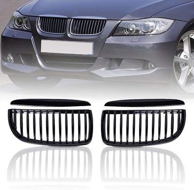 Решітки радіатора ніздрі BMW E90 E91 бмв е90 е91 чорний глянець однореберні дорестайл 721 фото
