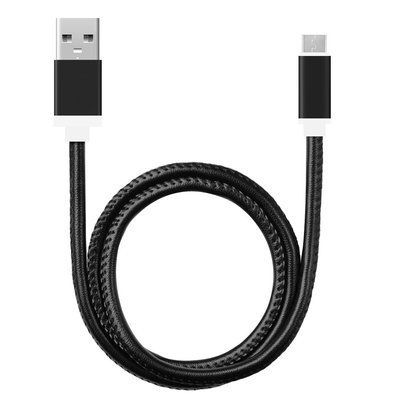 Кабель для заряджання телефону micro usb з тканинним покриттям 1 м Чорний 1493909851 фото