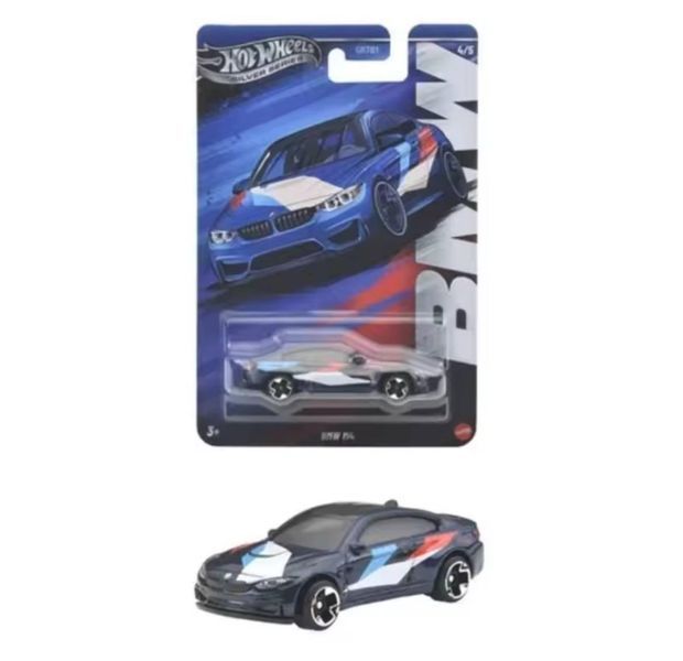 Машинка Hot Wheels BMW M4 (Silver Series) 1:64, Хот вілс БМВ М4 2204 фото