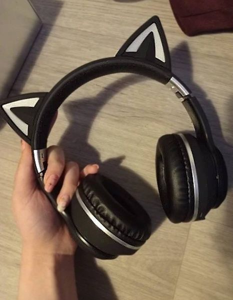 Безпроводные игровие наушники с ушками с подсветкой RGB CATEAR JST-BT035C Bluetooth Розово-фиолетовый 1706 фото