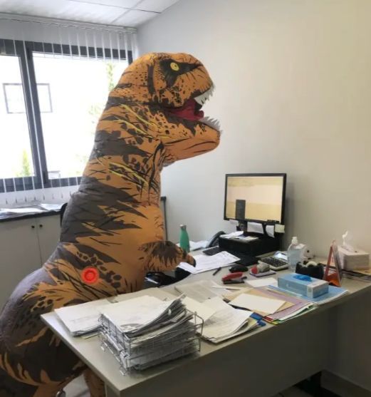 Надувной костюм Тираннозавра, T-Rex косплэй, Костюм динозавра, Надувной образ на мероприятие 1645 фото