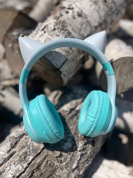 Беспроводные Bluetooth-наушники CATEAR BT618 с кошачьими ушками и LED-подсветкой (бирюзовые) 2187 фото