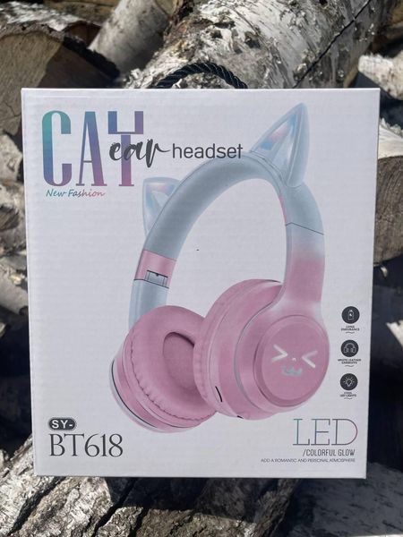 Беспроводные Bluetooth-наушники CATEAR BT618 с кошачьими ушками и LED-подсветкой (бирюзовые) 2187 фото
