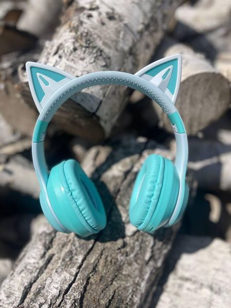 Беспроводные Bluetooth-наушники CATEAR BT618 с кошачьими ушками и LED-подсветкой (бирюзовые) 2187 фото