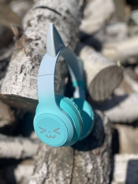 Беспроводные Bluetooth-наушники CATEAR BT618 с кошачьими ушками и LED-подсветкой (бирюзовые) 2187 фото