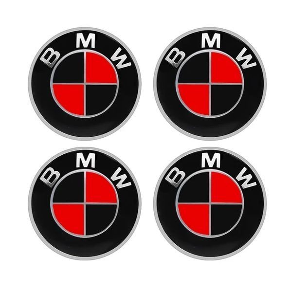 Ковпачки в диски BMW, Red, заглушки в колеса 68 мм (комплект) 1950 фото