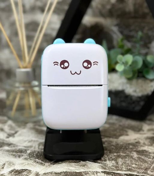 Фотопринтер без краски Портативный Mini Printer котик Термопринтер ручной Bluetooth Карманная печать 1652 фото