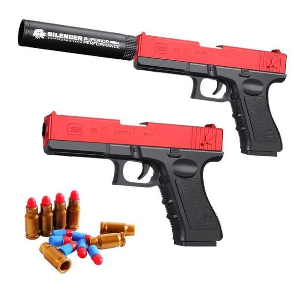 Пистолет детский игрушечный GLOCK с безопасными пулями, фирменным глушителем и поролоновыми патронами 2015 фото