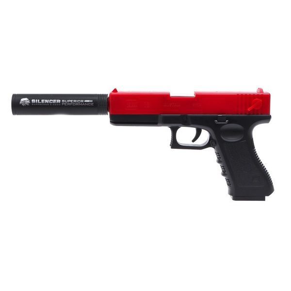Пистолет детский игрушечный GLOCK с безопасными пулями, фирменным глушителем и поролоновыми патронами 2015 фото