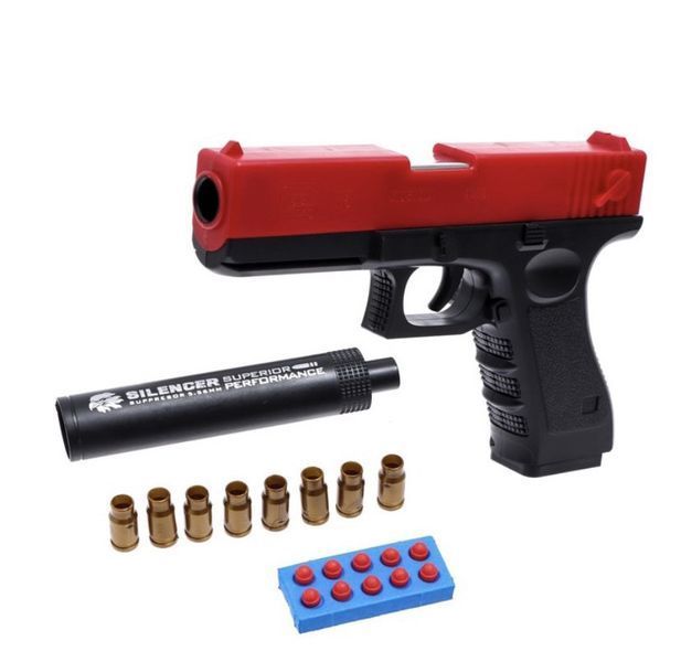 Пистолет детский игрушечный GLOCK с безопасными пулями, фирменным глушителем и поролоновыми патронами 2015 фото