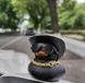 Чорна гумова качечка в капелюсі та окулярах, качечка на торпеду авто чорного кольору. 2212 фото 2