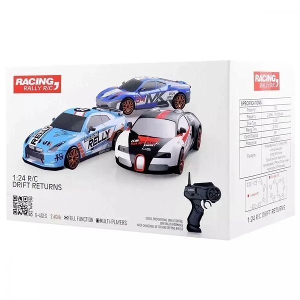 Радиоуправляемая игрушечная Дрифт машинка Nissan GT-R 4WD, "Racing Rally R/C" 1:43 с пультом и аксессуарами 1671 фото