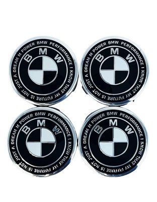 Ковпачки в диски BMW, Black-White, заглушки в колеса 68 мм (комплект) 1955 фото