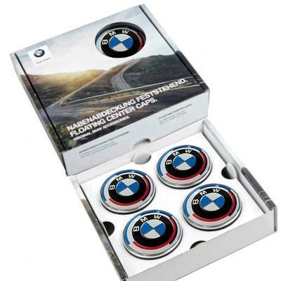Ювілейні Фіксовані статичні ковпачки у диски BMW 50 Years Заглушки у диски БМВ 50 років 65 68 мм 2202 фото
