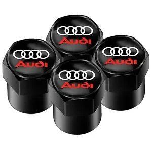 Захисні ковпачки на ніпеля AUDI з логотипом і написом (Black) комплект 4 шт. 1874 фото