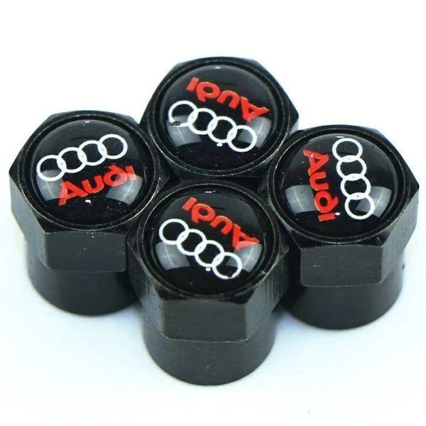 Захисні ковпачки на ніпеля AUDI з логотипом і написом (Black) комплект 4 шт. 1874 фото