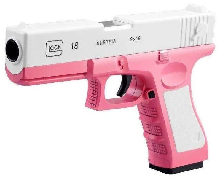 Пистолет детский игрушечный GLOCK с безопасными пулями, фирменным глушителем и поролоновыми патронами Розовый 2022 фото