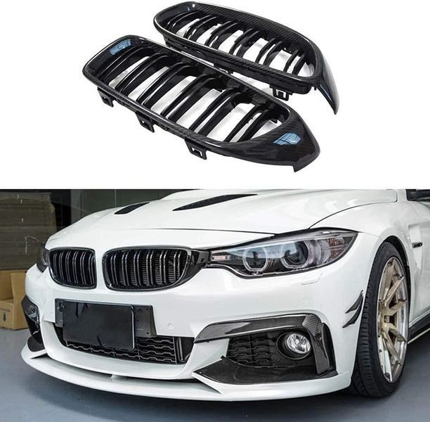 Решітки радіатора ніздрі для BMW BMW F32 F33 F36 F80 F82 чорний карбон седан 1152 фото