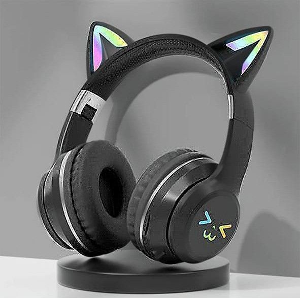 Безпроводные игровые наушники с ушками с подсветкой RGB CATEAR JST-BT035C Bluetooth Черные 1705 фото