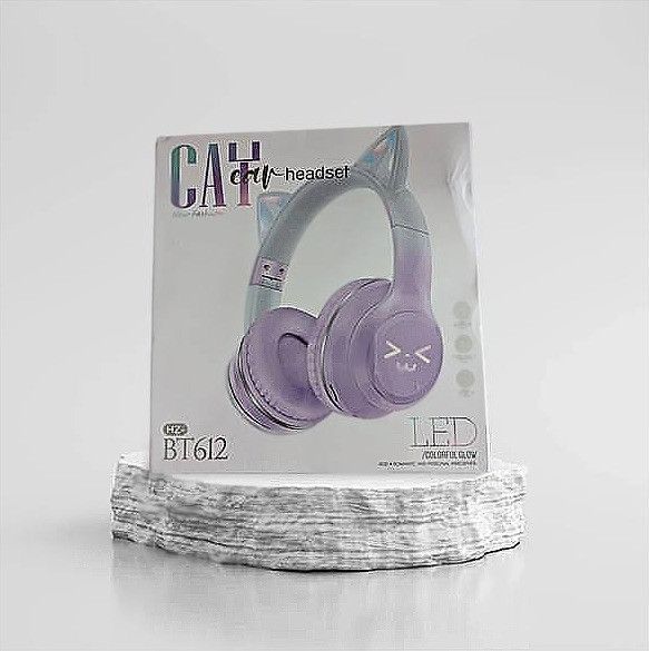Безпроводные игровые наушники с ушками с подсветкой RGB CATEAR JST-BT035C Bluetooth Бирюзово-фиолетовый 1707 фото