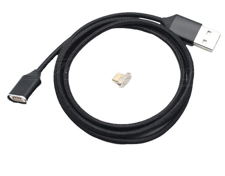 Магнітний кабель - Micro USB для заряджання і передачі даних 1 Метр чорний black 1704914923 фото