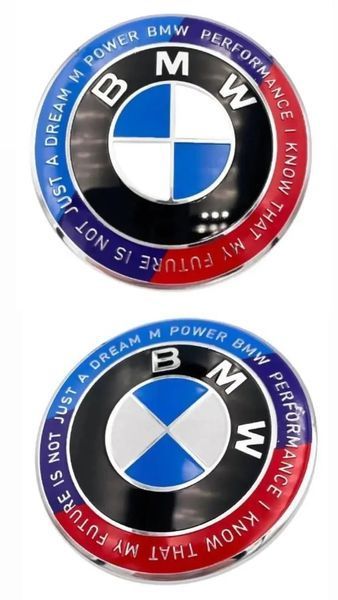 Комплект эмблем на капот и багажник BMW M Performance, E-series, 82 мм / 74 мм, &laquo;50th Anniversary&raquo; 1965 фото