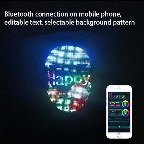 Маска інтерактивна LCD Bluetooth з проекцією статичних і динамічних зображень OCDAY MA1 Фотосенсор 1574 фото