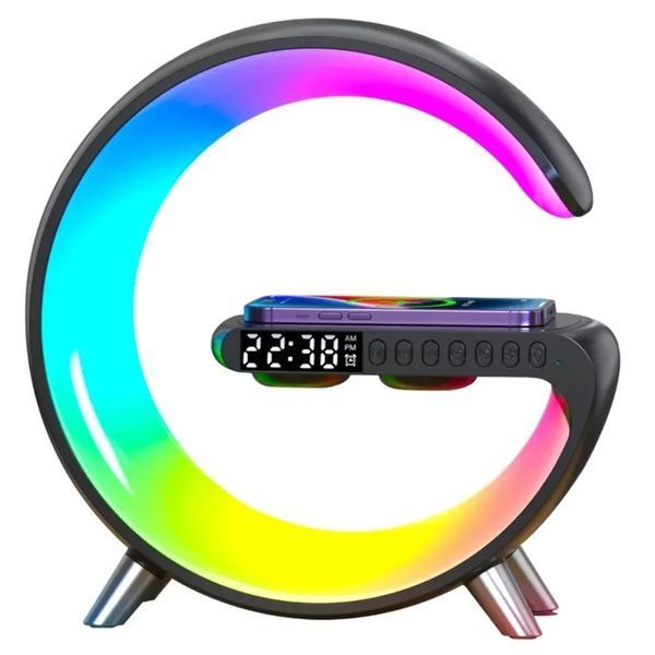 Настольная смарт лампа-ночник G-Smart RGB 15W Light Sound Machine с беспроводной зарядкой и Bluetooth-колонка 1505 фото