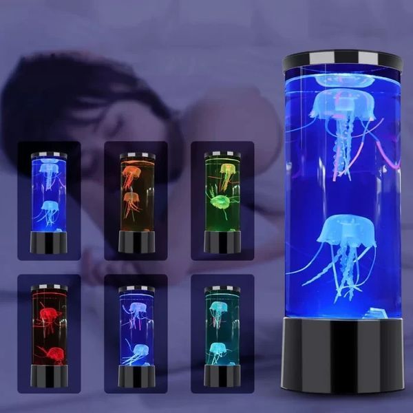 Лампа ночник со светодиодными медузами LED Jellyfish Mood Lamp 1956138479 фото