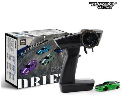 Міні дрифт машинка на радіокеруванні Turbo Racing 1/76 drift car + 2 корпуси та підсвічування 1719 фото