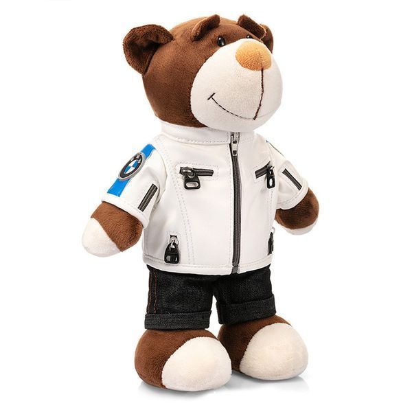 Мягкие игрушки БМВ Плюшевый Мишка медведь BMW в стиле Motorsport Аксессуары БМВ в белой куртке 1396-2 фото