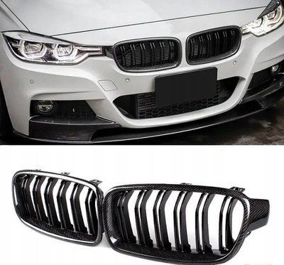Подвійні карбонові решітки радіатора F30 F31 BMW 3 Серії Ніздрі 2210 фото