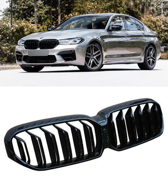 Глянцеві двореберні ніздрі решітки радіатора BMW 5 серія G30 G31 G38 рестайлинг (2021+) 2457 фото