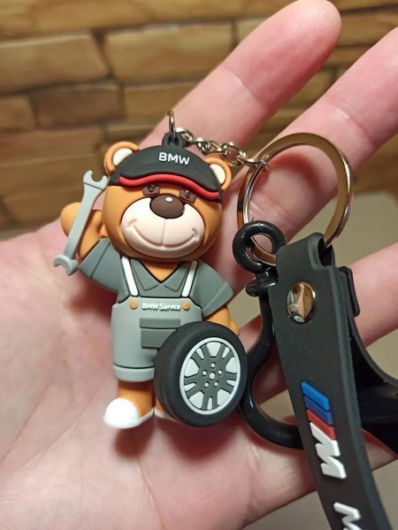 Брелок для BMW в стиле Motorsport Мишка Аксессуары БМВ Брелоки bmw Черный с Ключем и колесом 1394-nash фото