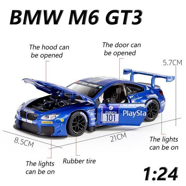 Колекційно-іграшкова моделька BMW M6 GT3 синій 1934 фото